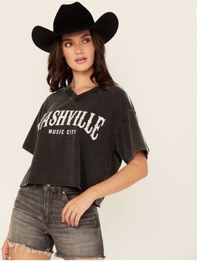 YOUTH IN REVOLT WOMEN'S NASHVILLE VARSITY SHORT SLEEVE GRAPHIC TEE | LARGE